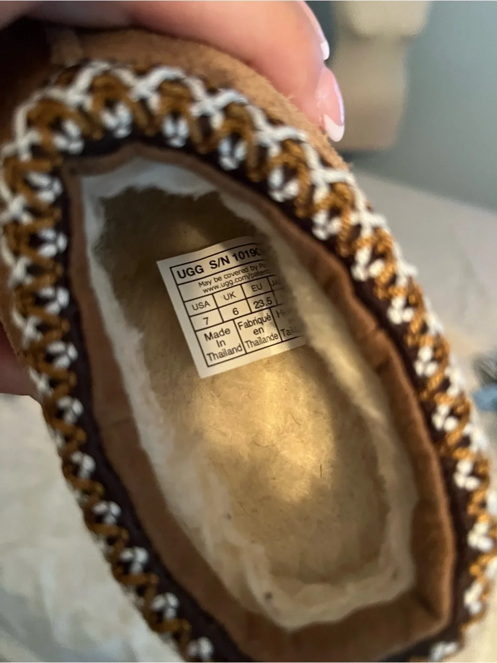 UGG Kids Chestnut Suede Slip-On Slippers with Braided Trim- toddler size 7